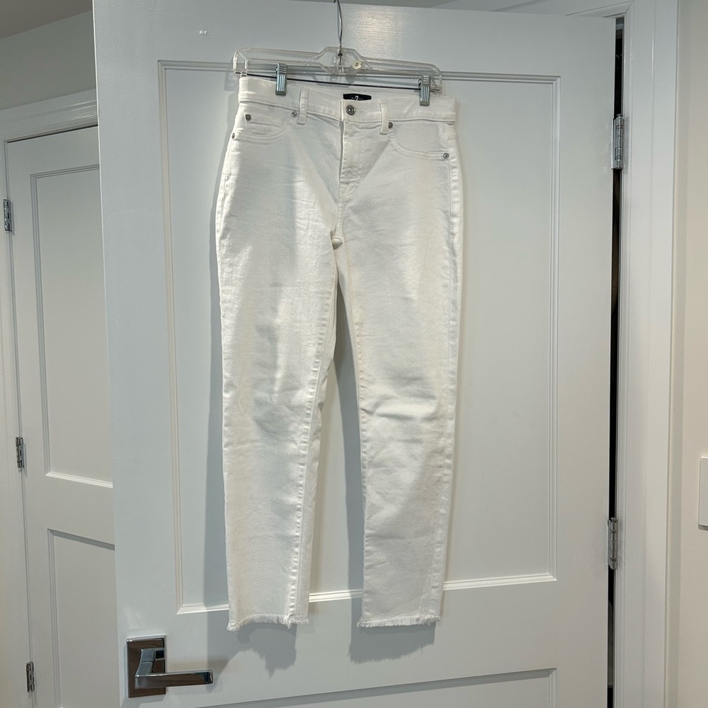 7 For All Mankind Women's Cream Ankle Jeans
